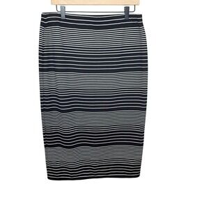 Women's Max Studio Black White Stripes Pencil Skirt Knee Length Size XL